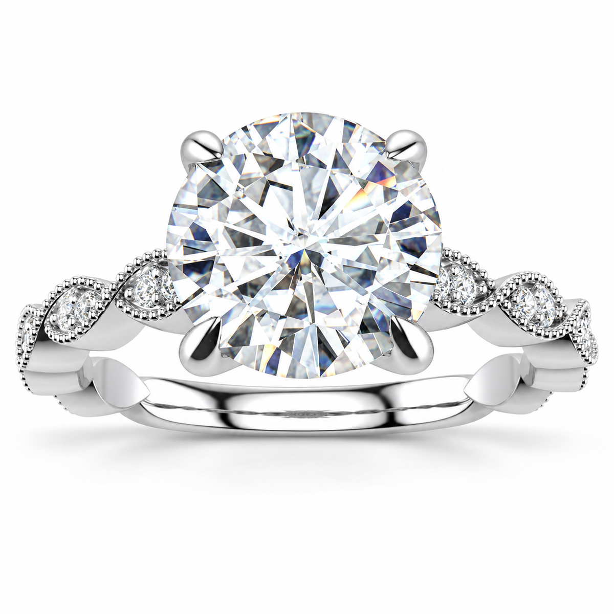 Danielle Lab Grown Diamond Ring — white gold — front view