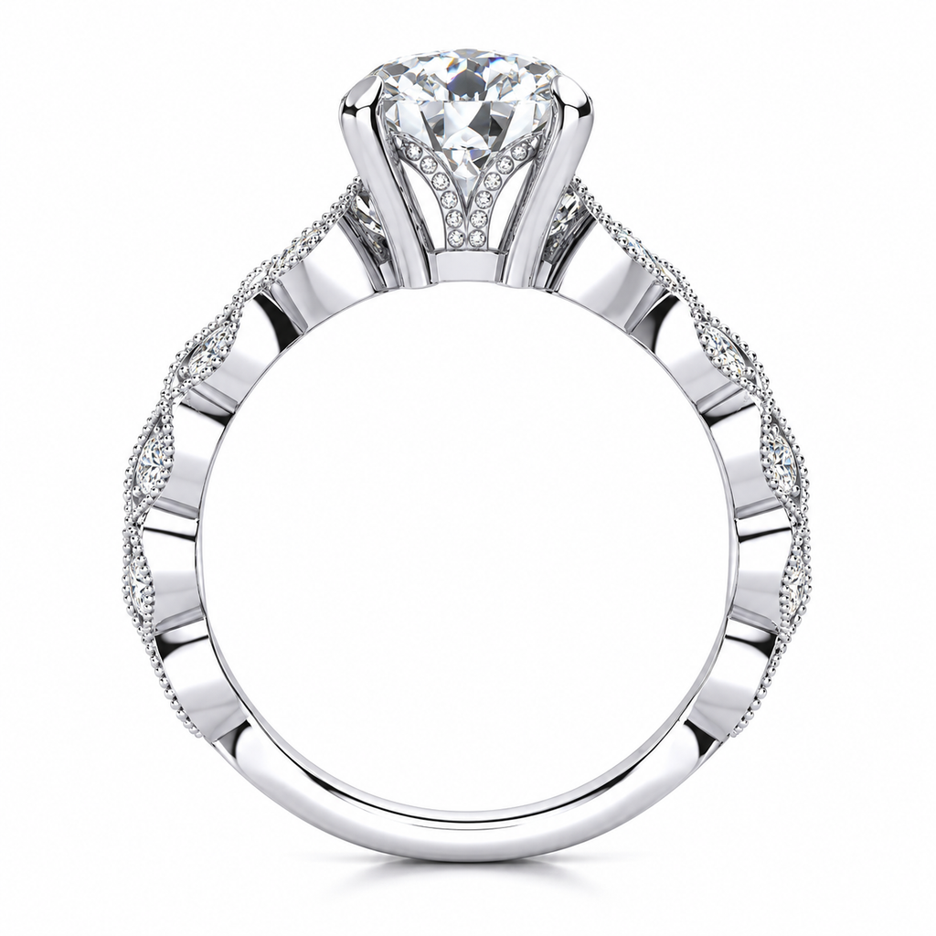 Danielle Lab Grown Diamond Ring — white gold — side profile