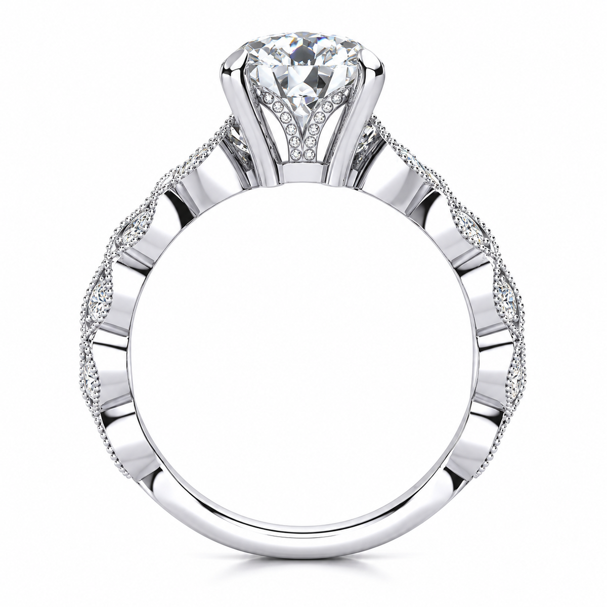 Danielle Lab Grown Diamond Ring — white gold — side profile