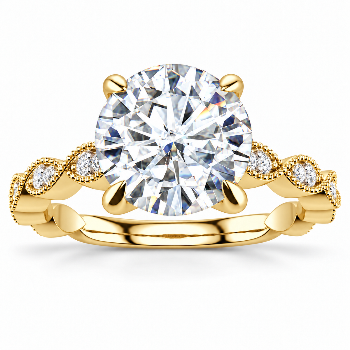 Danielle Lab Grown Diamond Ring — yellow gold — front view
