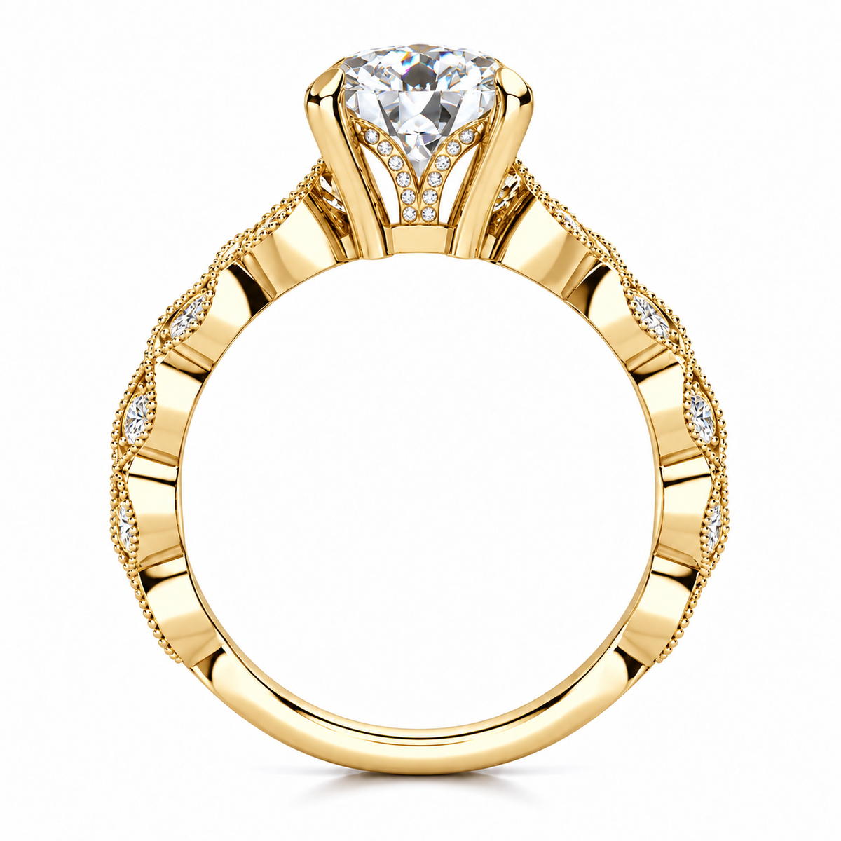 Danielle Lab Grown Diamond Ring — yellow gold — side profile