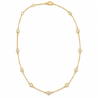Round bezel diamond by the yard necklace in yellow gold