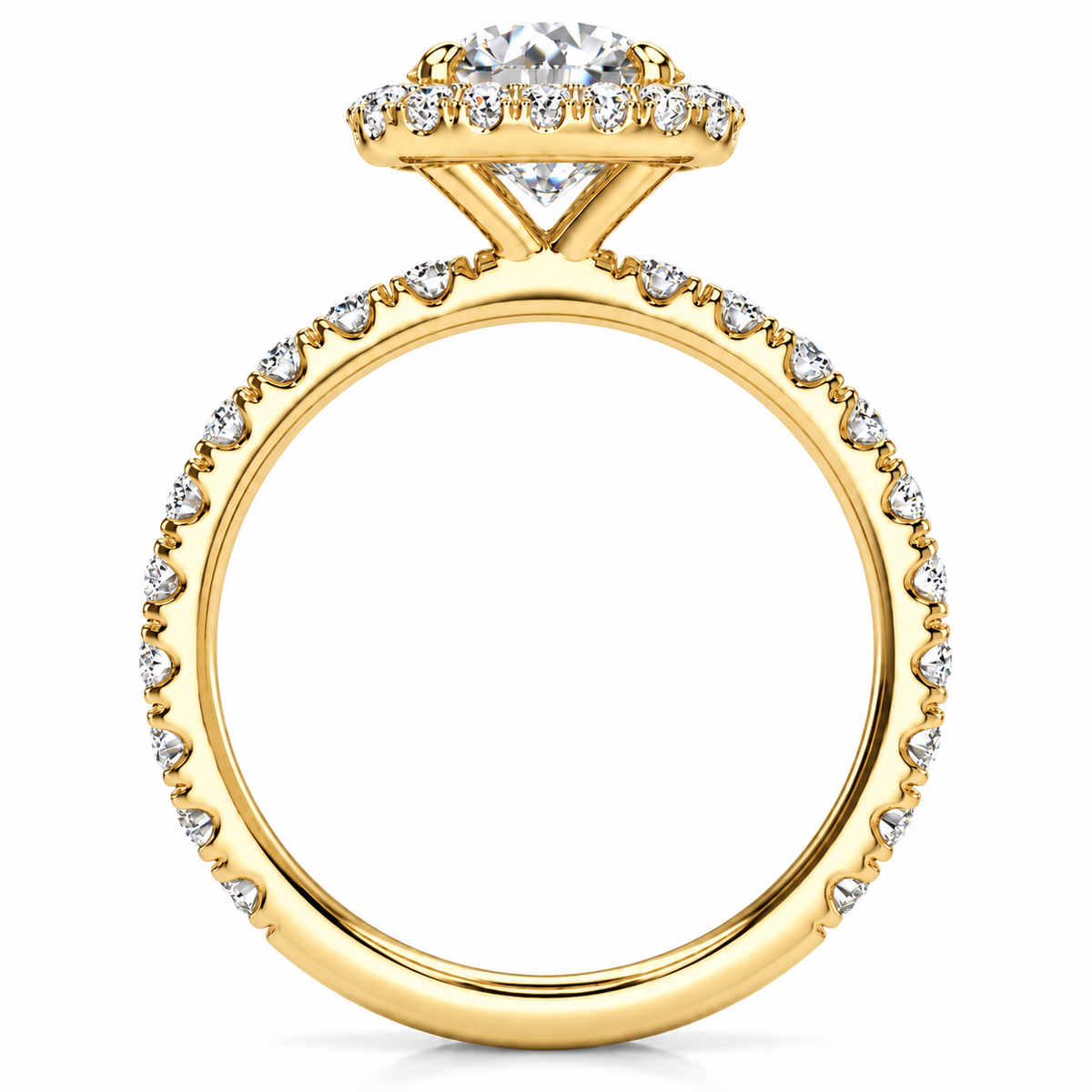 Donna Lab Grown Diamond Ring — yellow gold — side profile