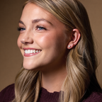 14K White Gold earrings — 4.0-4.5 mm, illustrative on-ear view — 1605:102:P