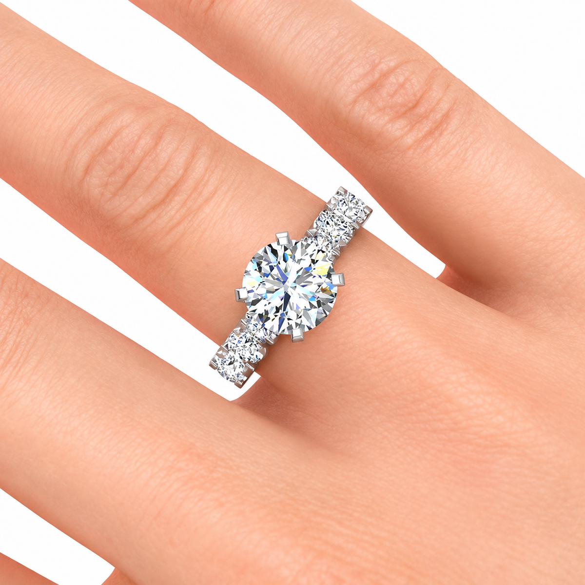 Emma Lab Grown Diamond Ring — white gold — hand view