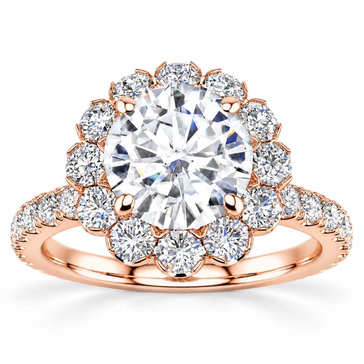 Emmy Lab Grown Diamond Ring — rose gold — front view