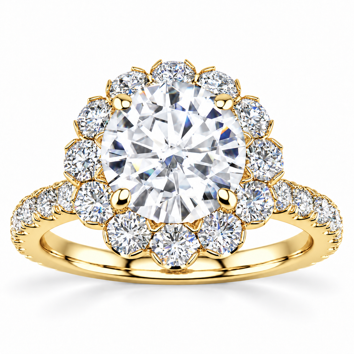 Emmy Lab Grown Diamond Ring — yellow gold — front view