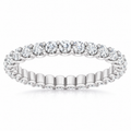 14K White Gold round shared U-prong lab-grown diamond eternity band, 2 mm diamonds, studio front view