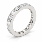 Emerald-Cut Channel-Set Lab-Grown Diamond Eternity Band — 5 x 3 mm — 14K white gold — studio three-quarter view