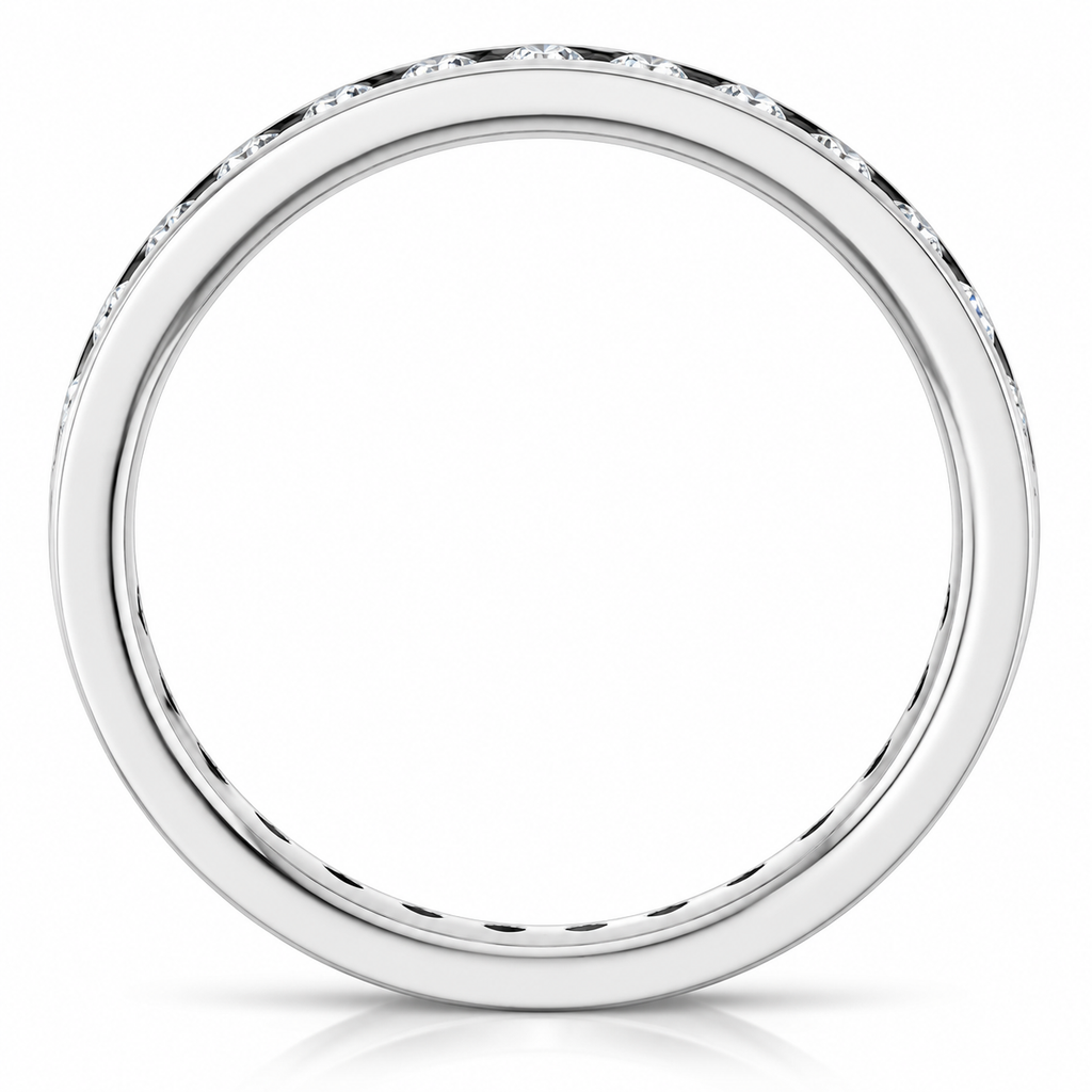 Round Channel-Set Lab-Grown Diamond Eternity Band — 2 mm — 14K white gold — studio side view