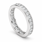Princess-Cut Channel-Set Lab-Grown Diamond Eternity Band — 2 x 2 mm — 14K white gold — studio three-quarter view