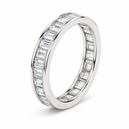Baguette Channel-Set Lab-Grown Diamond Eternity Band — 3 x 1.5 mm — 14K white gold — studio three-quarter view