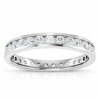 14K White Gold round channel-set lab-grown diamond eternity band, 2 mm diamonds, studio front view