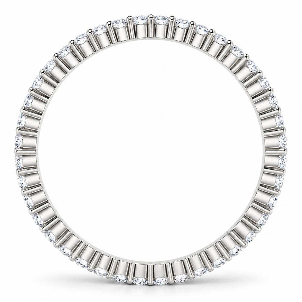 Round Shared-Prong Lab-Grown Diamond Eternity Band — 1.5 mm — 14K white gold — studio side view