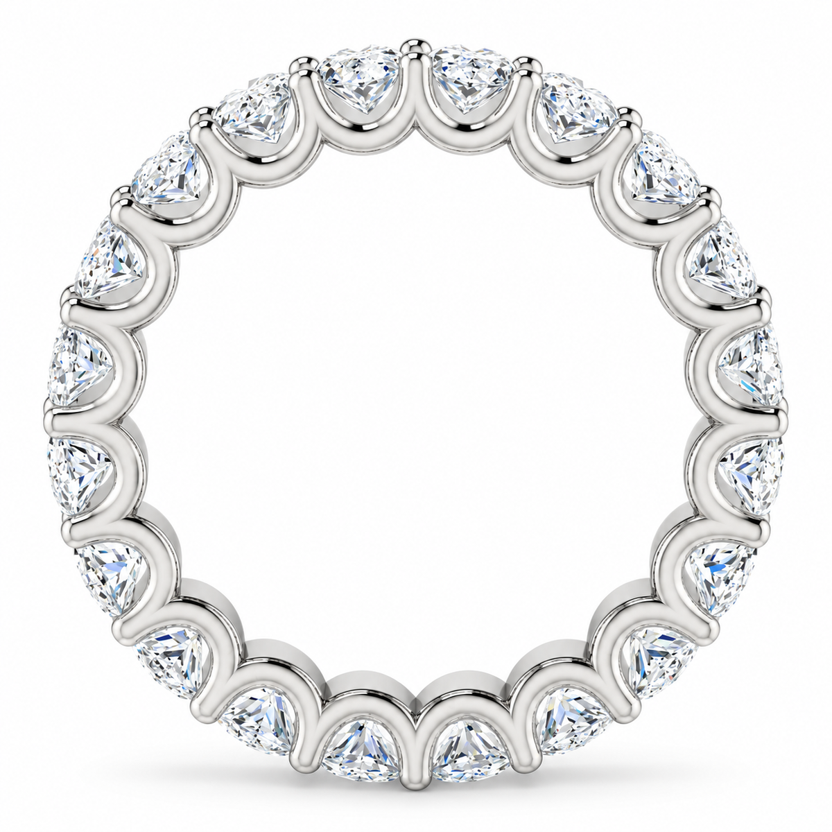 Oval Shared U-Prong Lab-Grown Diamond Eternity Band — 5 x 3 mm — 14K white gold — studio side view
