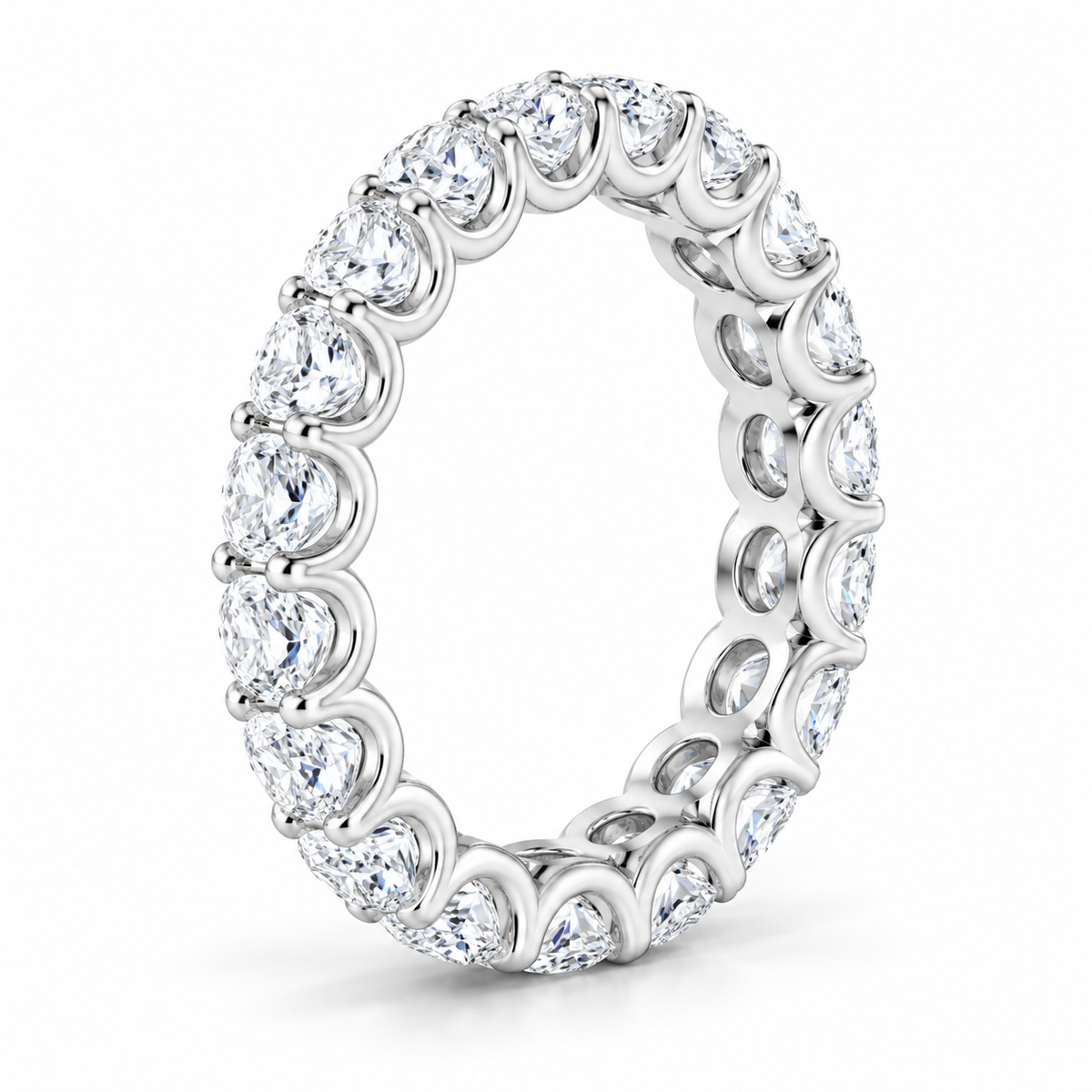 Oval Shared U-Prong Lab-Grown Diamond Eternity Band — 5 x 3 mm — 14K white gold — studio three-quarter view