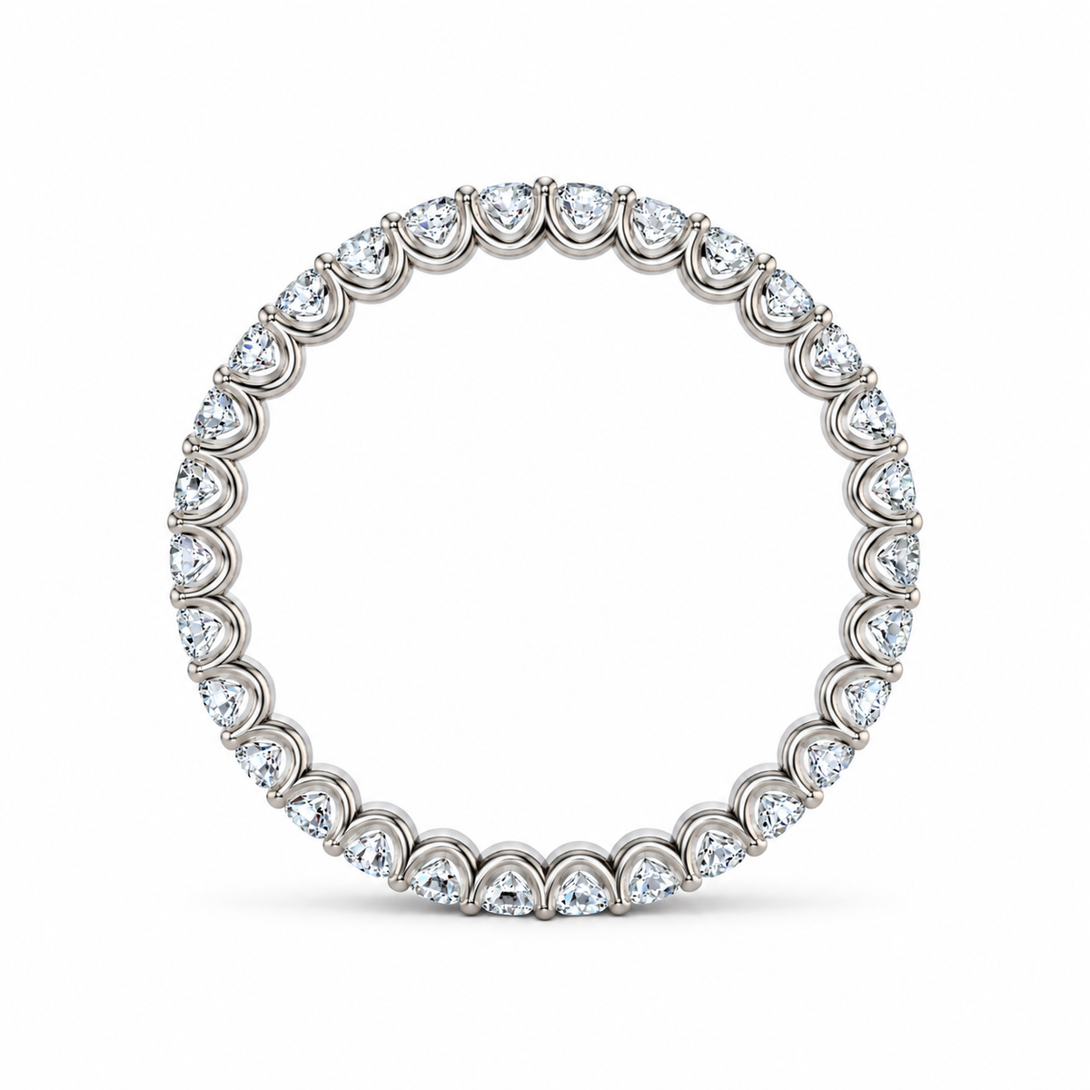 Round Shared U-Prong Lab-Grown Diamond Eternity Band — 2 mm — 14K white gold — studio side view