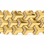 Men's 17.5mm Geometric Link Lab-Grown Diamond Bracelet in 18k Yellow Gold
