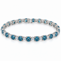 Fancy Vivid Blue and white lab-grown diamond Plus & Minus bracelet in 14k white gold, full studio view