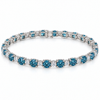 Fancy Vivid Blue and white lab-grown diamond Plus & Minus bracelet in 14k white gold, full studio view