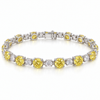 Fancy Vivid Yellow and white lab-grown diamond Plus & Minus bracelet in 14k white gold, full studio view