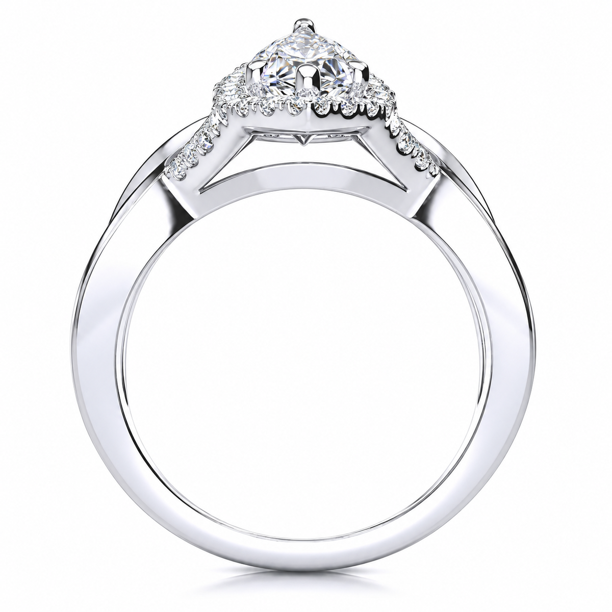 Fiona engagement ring — white gold — end view