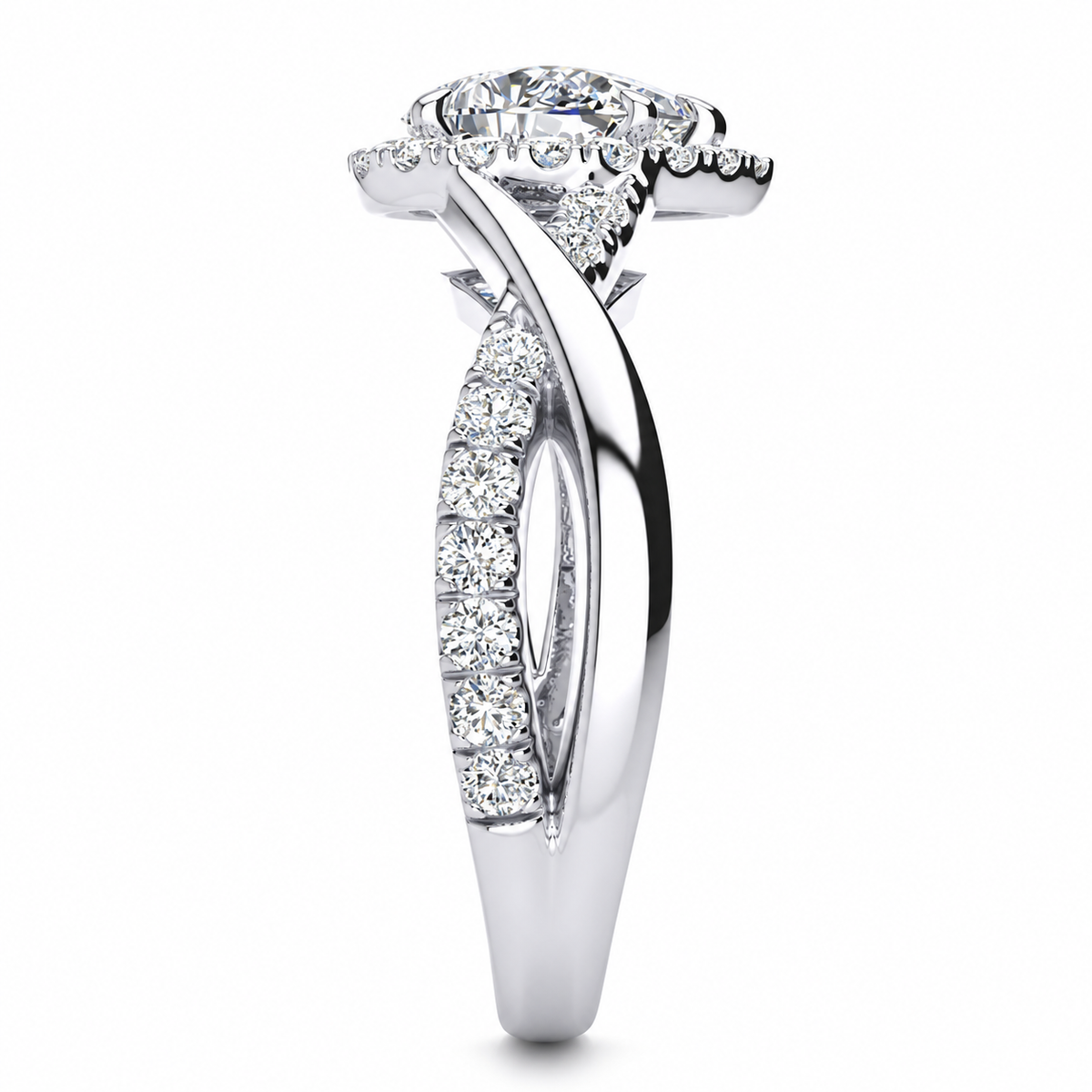 Fiona engagement ring — white gold — side view