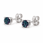 14K White Gold Lab-Grown Alexandrite Lightweight Stud Earrings — 2.5 mm stones — enhanced studio view