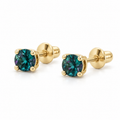 14K Yellow Gold Lab-Grown Alexandrite Stud Earrings — 3 mm stones — enhanced studio view