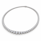 Angled view of graduated diamond Riviera necklace