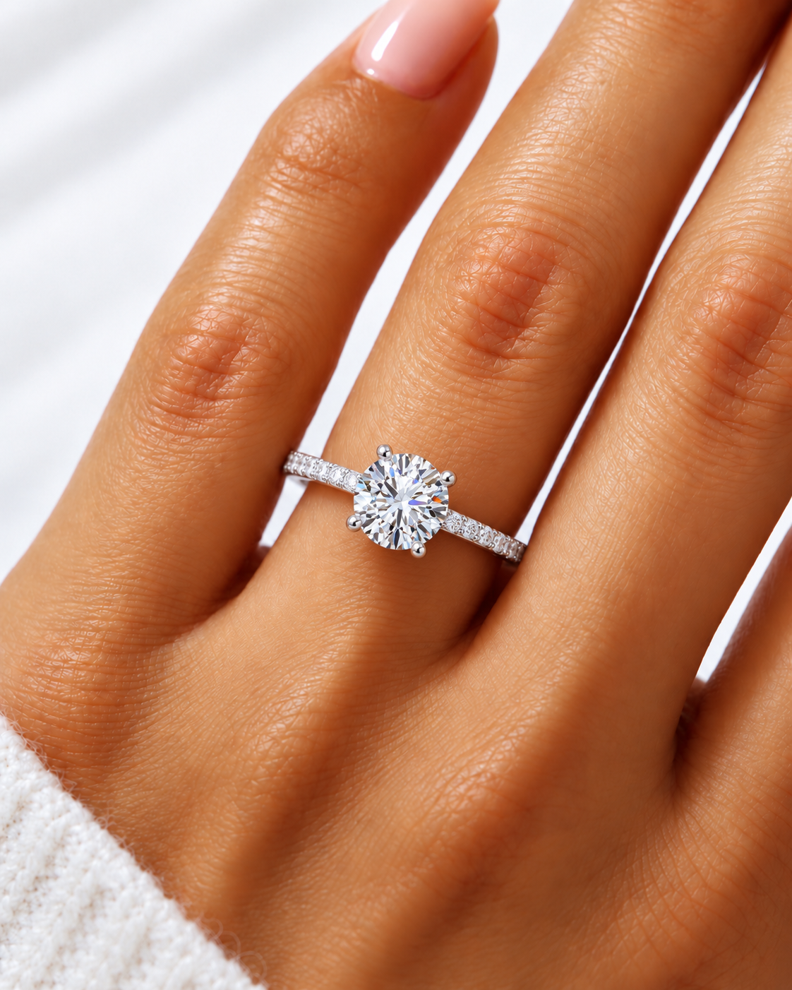 Haley Lab Grown Diamond Ring — white gold — on hand