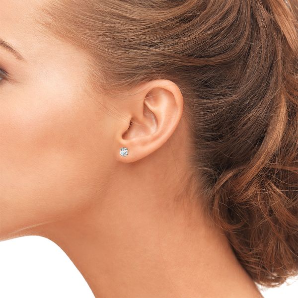 3.00ct.tw Lab Grown Diamond Stud Earrings — white metal on-ear view