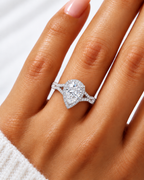 Jasmine Lab Grown Diamond Ring — white gold — on hand