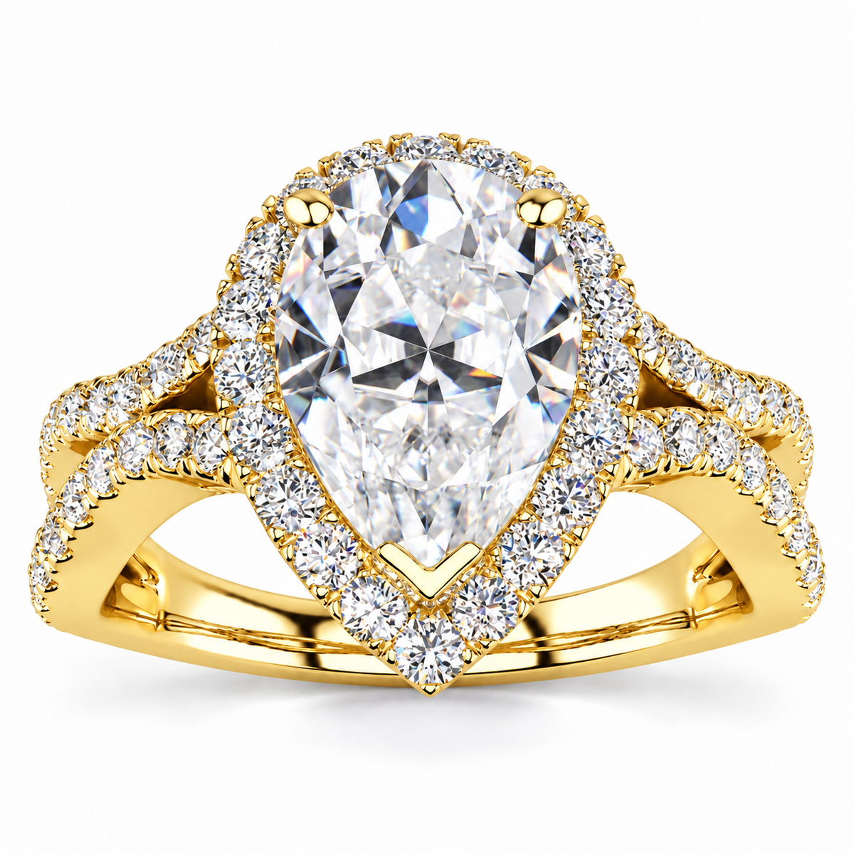 Jasmine Lab Grown Diamond Ring — yellow gold — front view