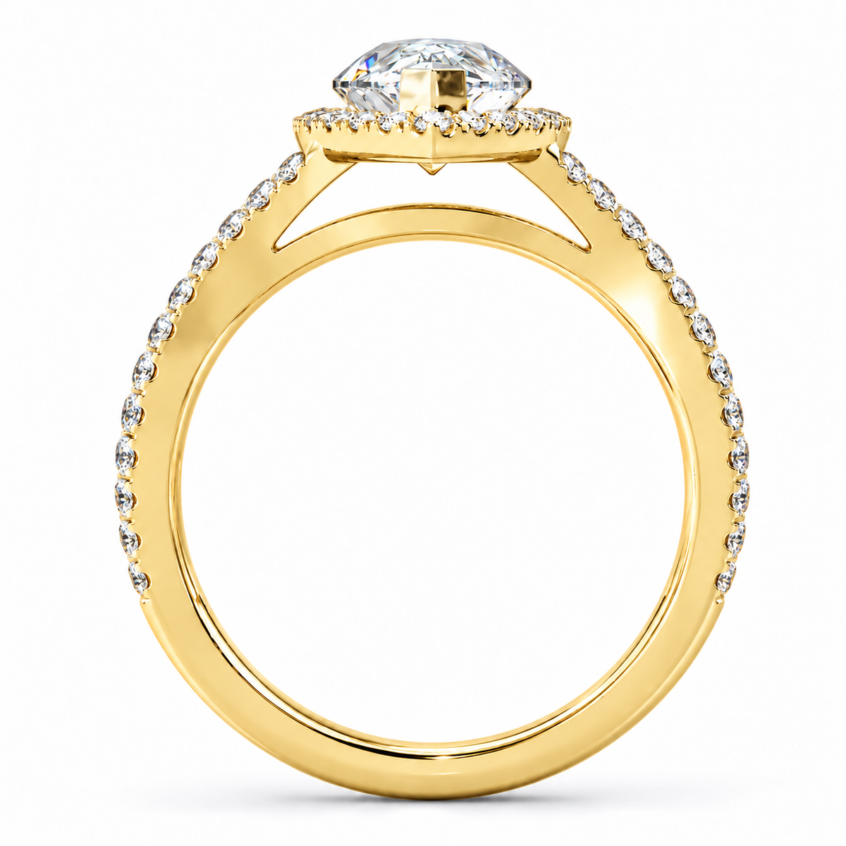 Jasmine Lab Grown Diamond Ring — yellow gold — side profile