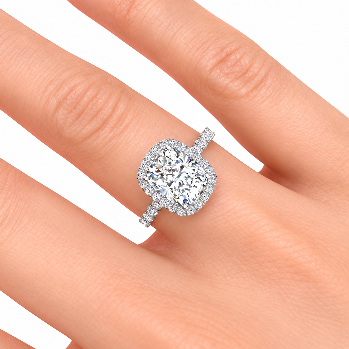 Jessica Lab Grown Diamond Ring — white gold — hand view