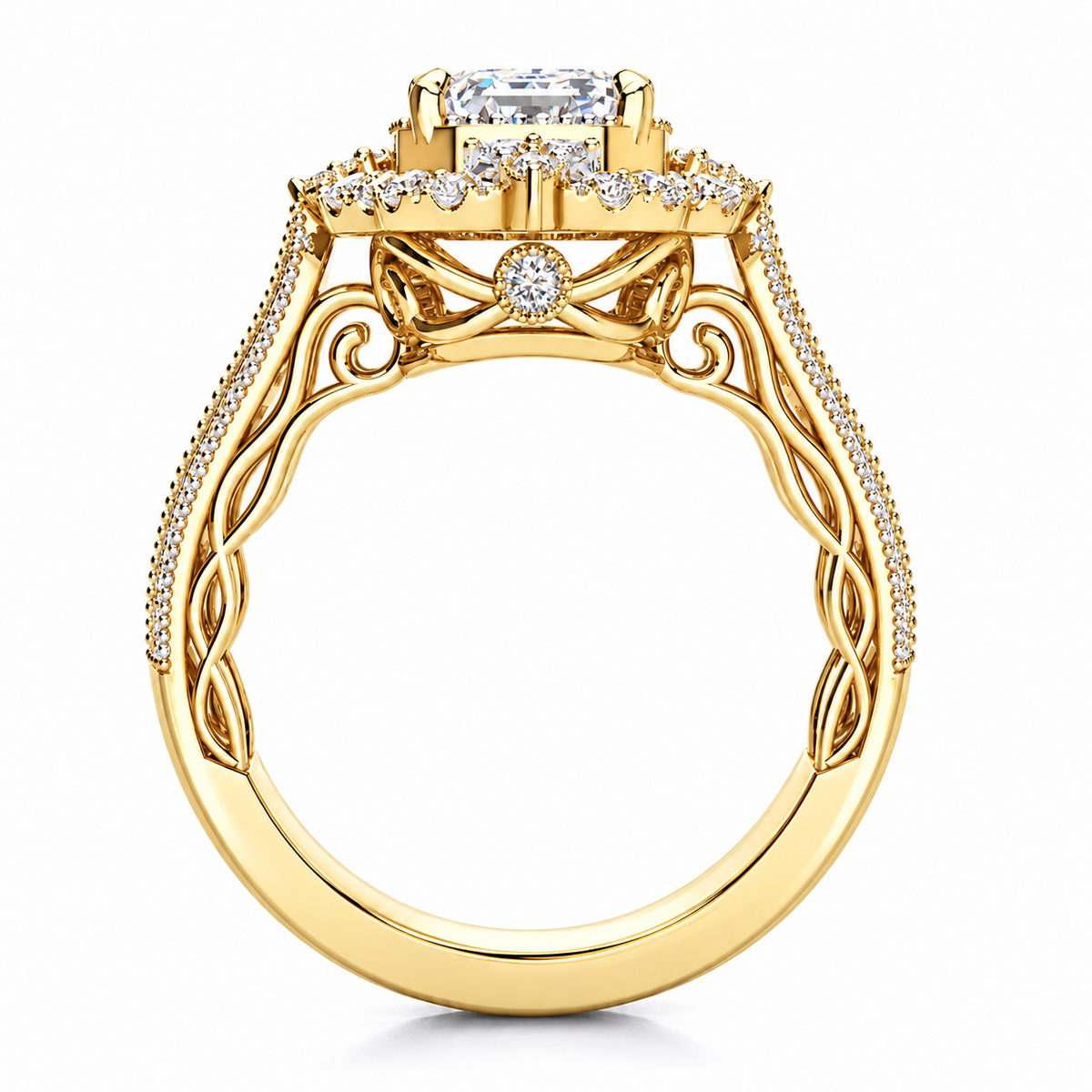Josie Lab Grown Diamond Ring — yellow gold — side profile