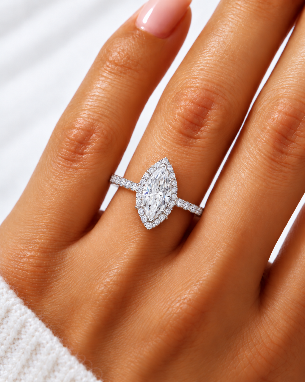 Juliette Lab Grown Diamond Ring — white gold — on hand