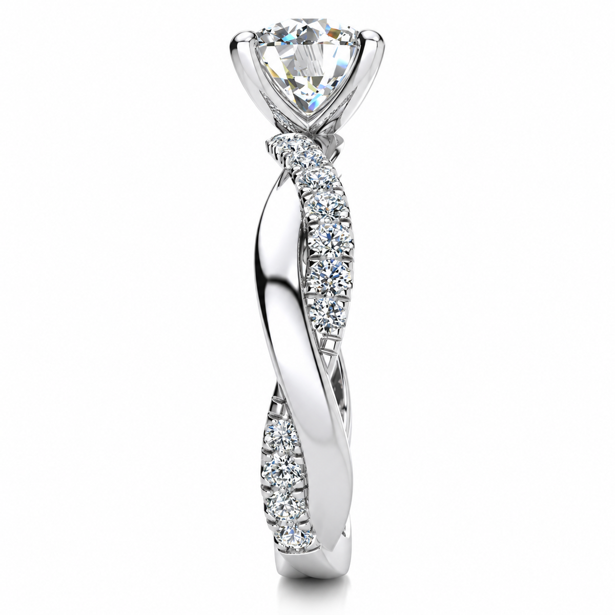 June Lab Grown Diamond Ring — white gold — end view