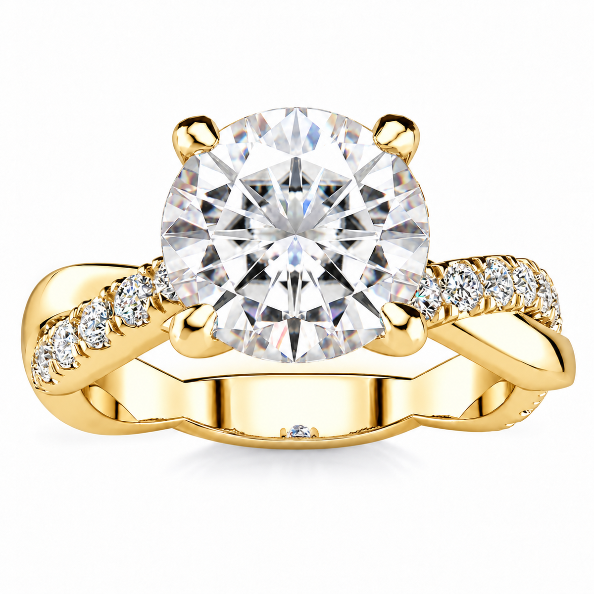 June Lab Grown Diamond Ring — yellow gold — front view