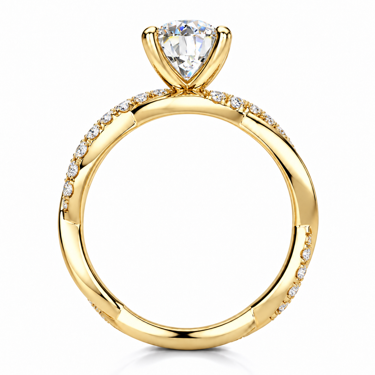June Lab Grown Diamond Ring — yellow gold — side profile