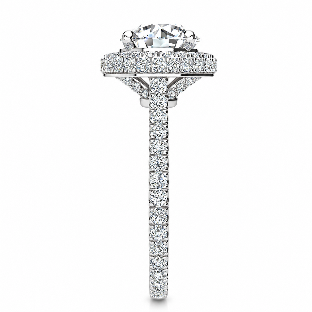 Karissa engagement ring — white gold — end view
