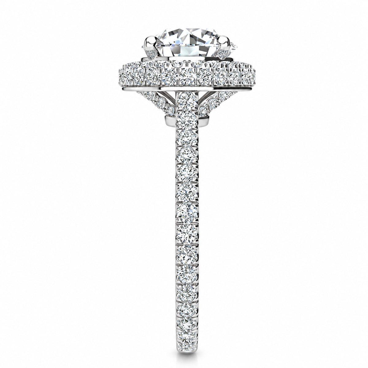 Karissa engagement ring — white gold — end view