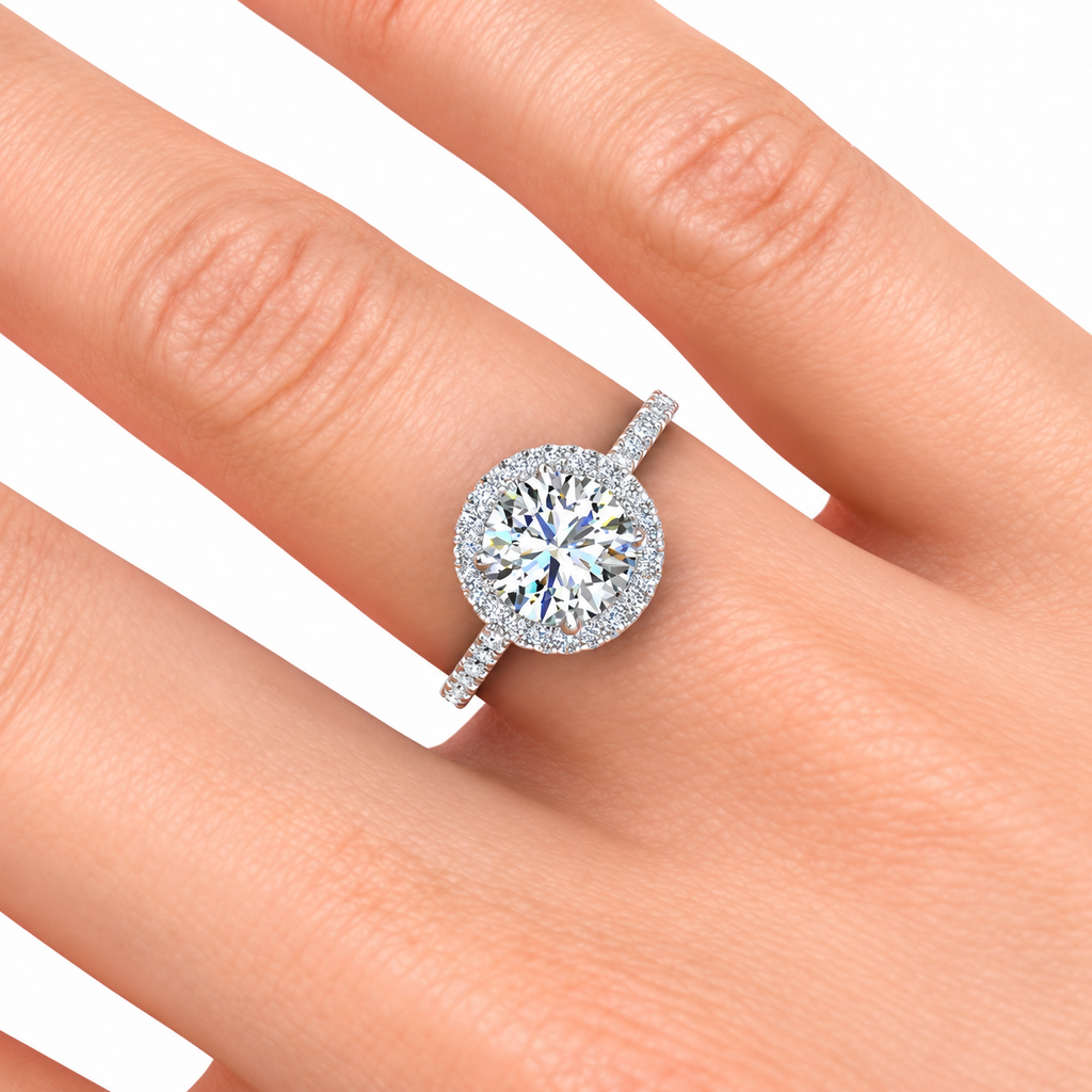 Karissa engagement ring — white gold — on hand