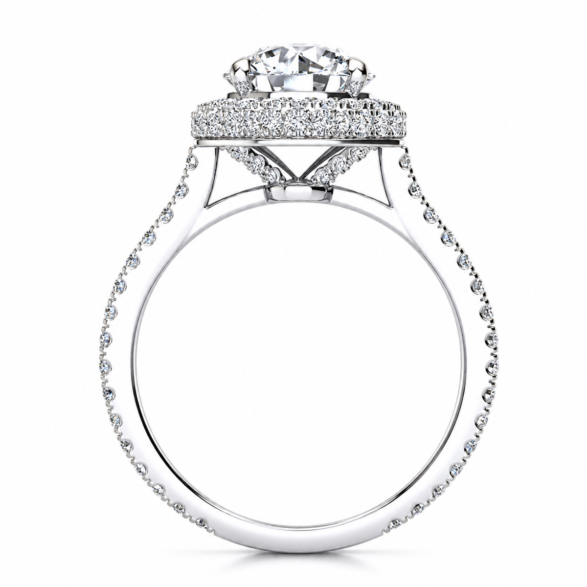 Karissa engagement ring — white gold — side view