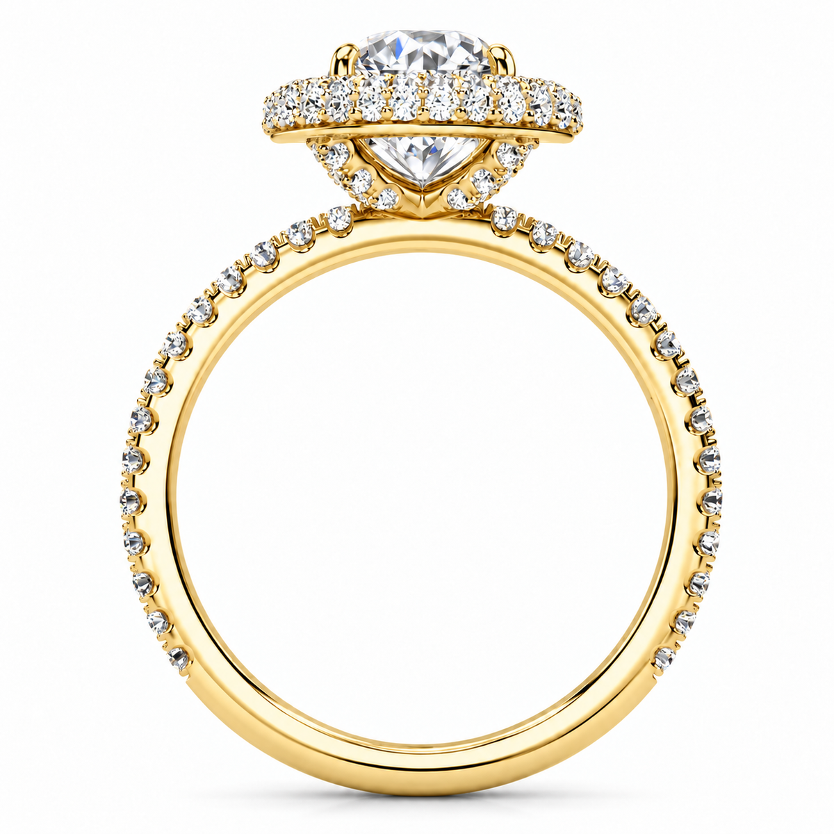 Kasandra Lab Grown Diamond Ring — yellow gold — side profile