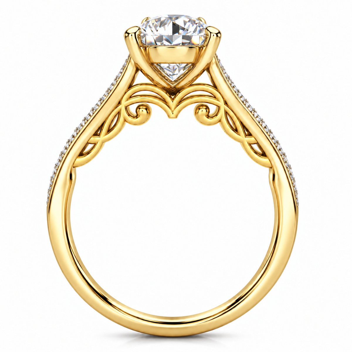 Kassidy Lab Grown Diamond Ring — yellow gold — side profile