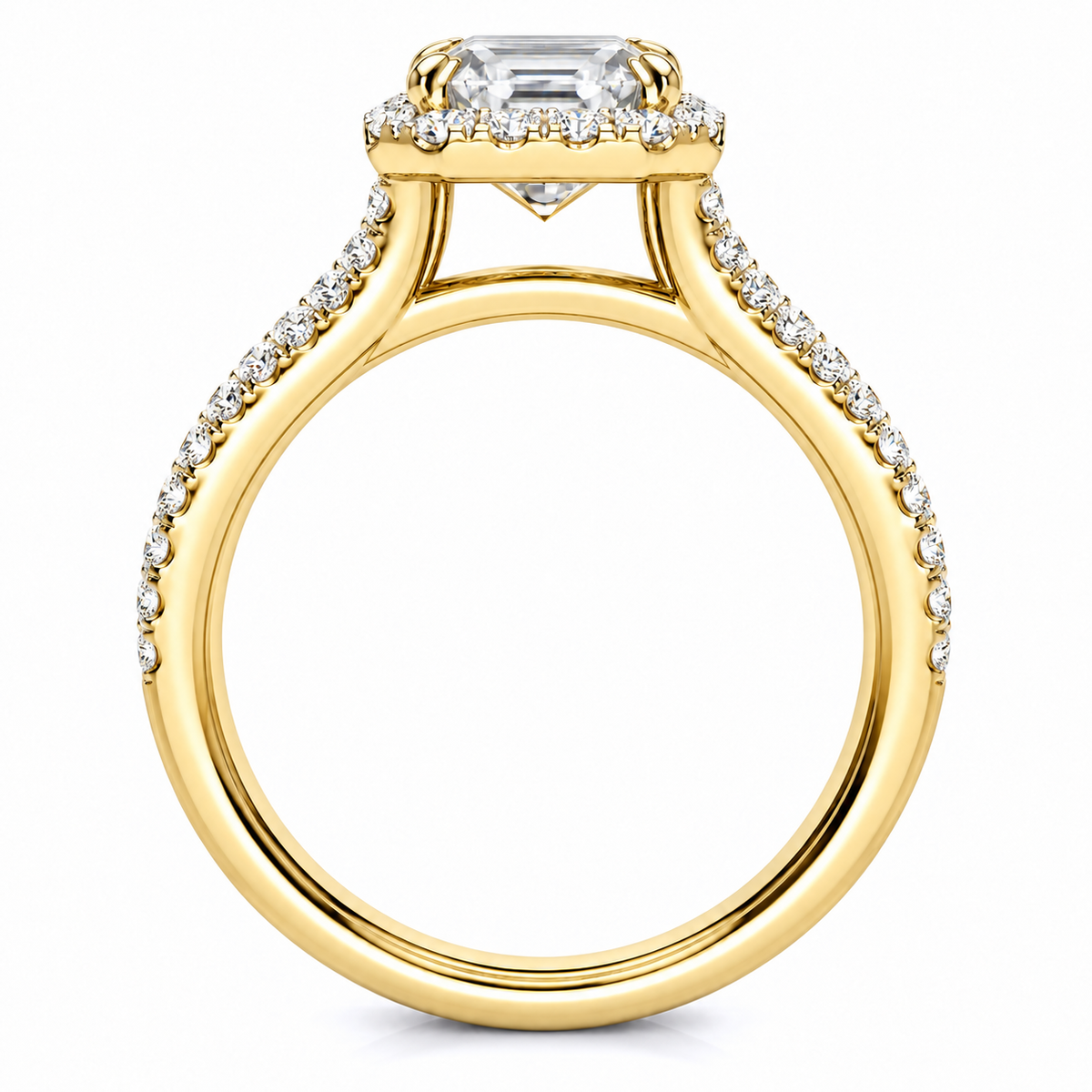 Kenzie Lab Grown Diamond Ring — yellow gold — side profile
