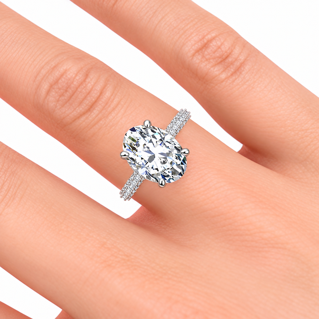 Kerry Lab Grown Ring — white gold — hand view
