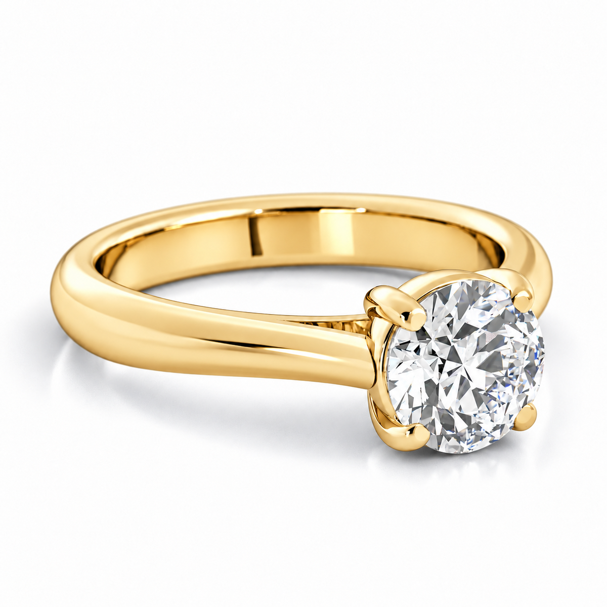 Kristine Lab Grown Diamond Ring — yellow gold — three-quarter front view